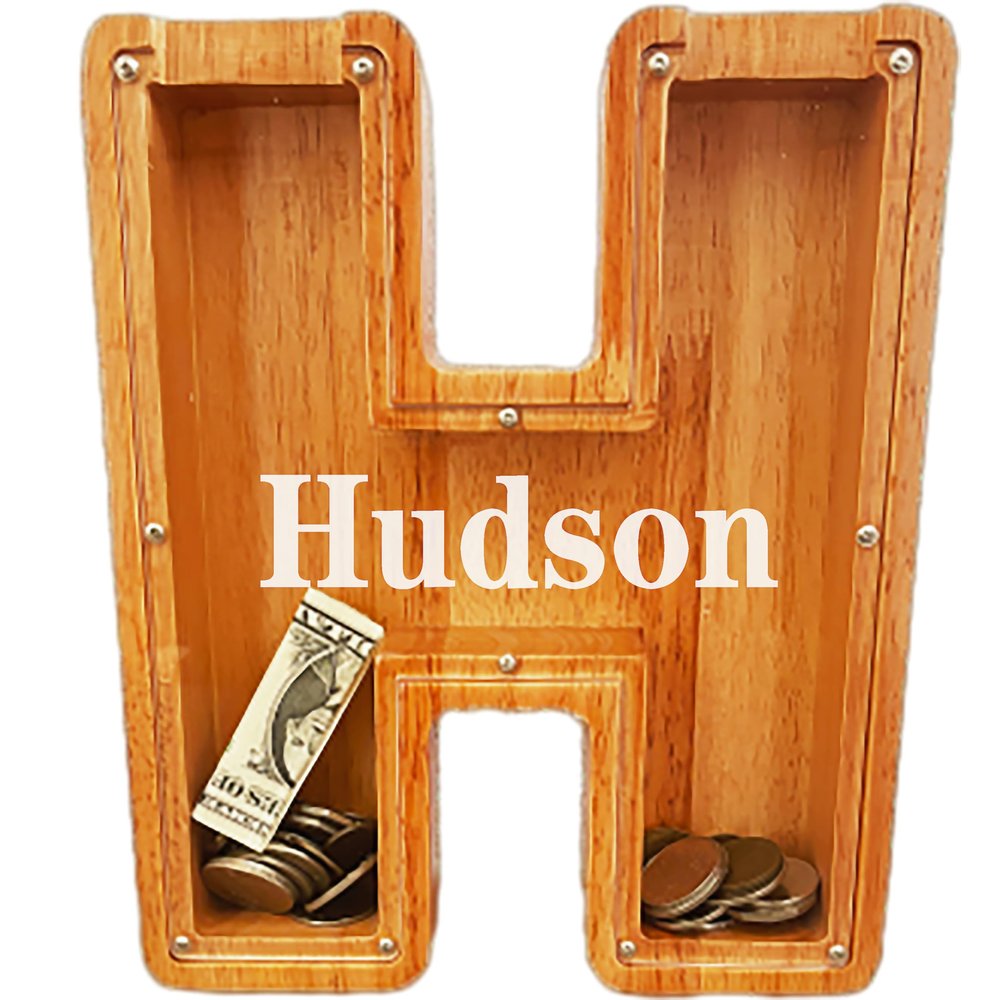 Personalized Large Wooden Letter Piggy Bank, Coin Bank, Custom Piggy Bank with Custom Name, Can be Used as Christmas, Birthday Gifts