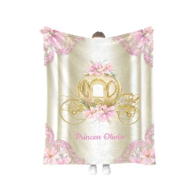 Personalized Baby Blankets with Name Custom Baby Blanket for Girls Personalized Baby Gifts Soft Warm Blanket for Nursery Swaddling Receiving - Floral Carriage 50x60in