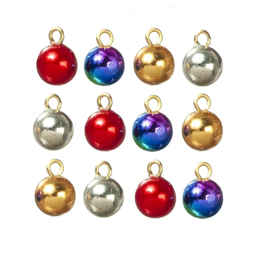 Melody Jane Dollhouse 12 Assorted Baubles Miniature Christmas Tree Ornament Decorations