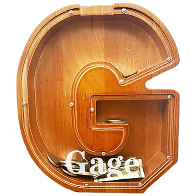 Personalized Large Wooden Letter Piggy Bank, Coin Bank, Custom Piggy Bank with Custom Name, Can be Used as Christmas, Birthday Gifts