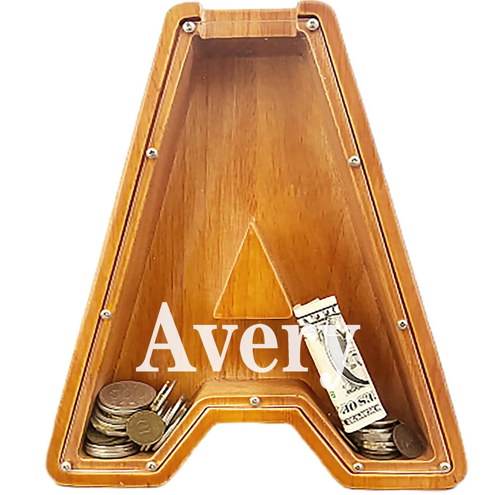 Personalized Large Wooden Letter Piggy Bank, Coin Bank, Custom Piggy Bank with Custom Name, Can be Used as Christmas, Birthday Gifts