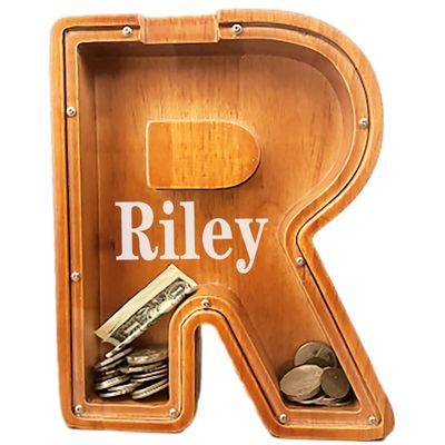 Personalized Large Wooden Letter Piggy Bank, Coin Bank, Custom Piggy Bank with Custom Name, Can be Used as Christmas, Birthday Gifts