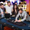 Giantex 10 Players Poker Table with Cup Holder, Folding Casino Leisure Table with 4 USB Ports, Extra Lights, Easy to Assemble, Foldable Game Poker Tables for Texas, Card Games, Blue view 2