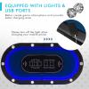 Giantex 10 Players Poker Table with Cup Holder, Folding Casino Leisure Table with 4 USB Ports, Extra Lights, Easy to Assemble, Foldable Game Poker Tables for Texas, Card Games, Blue view 3