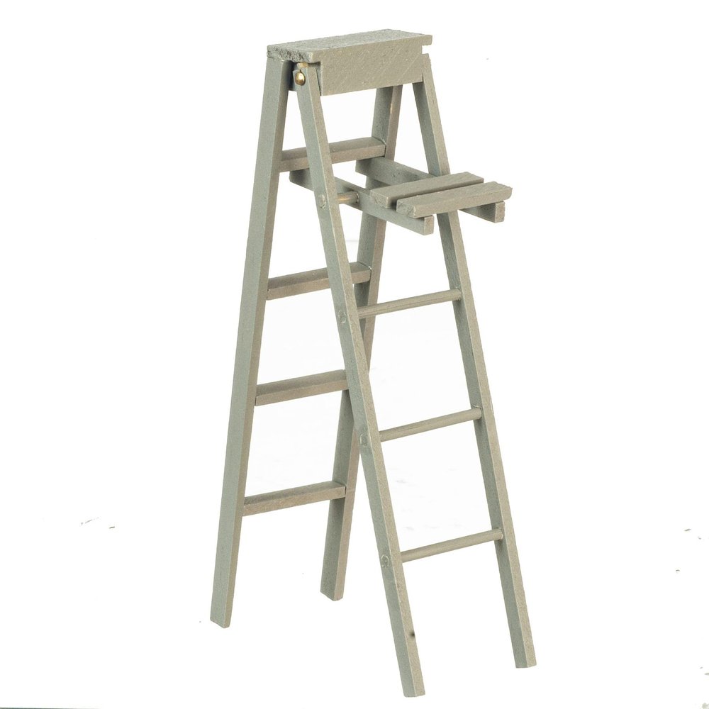 Melody Jane Dollhouse Grey Step Ladders Large Miniature Decorators Accessory 1:12 Scale