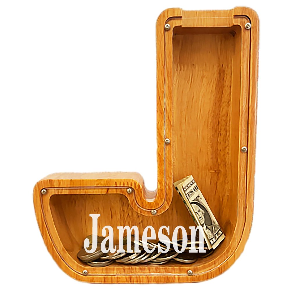 Personalized Large Wooden Letter Piggy Bank, Coin Bank, Custom Piggy Bank with Custom Name, Can be Used as Christmas, Birthday Gifts