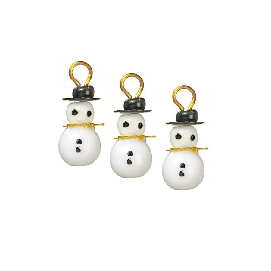 Dollhouse 3 Snowman Christmas Tree Ornaments Miniature 1:12 Scale Decoration