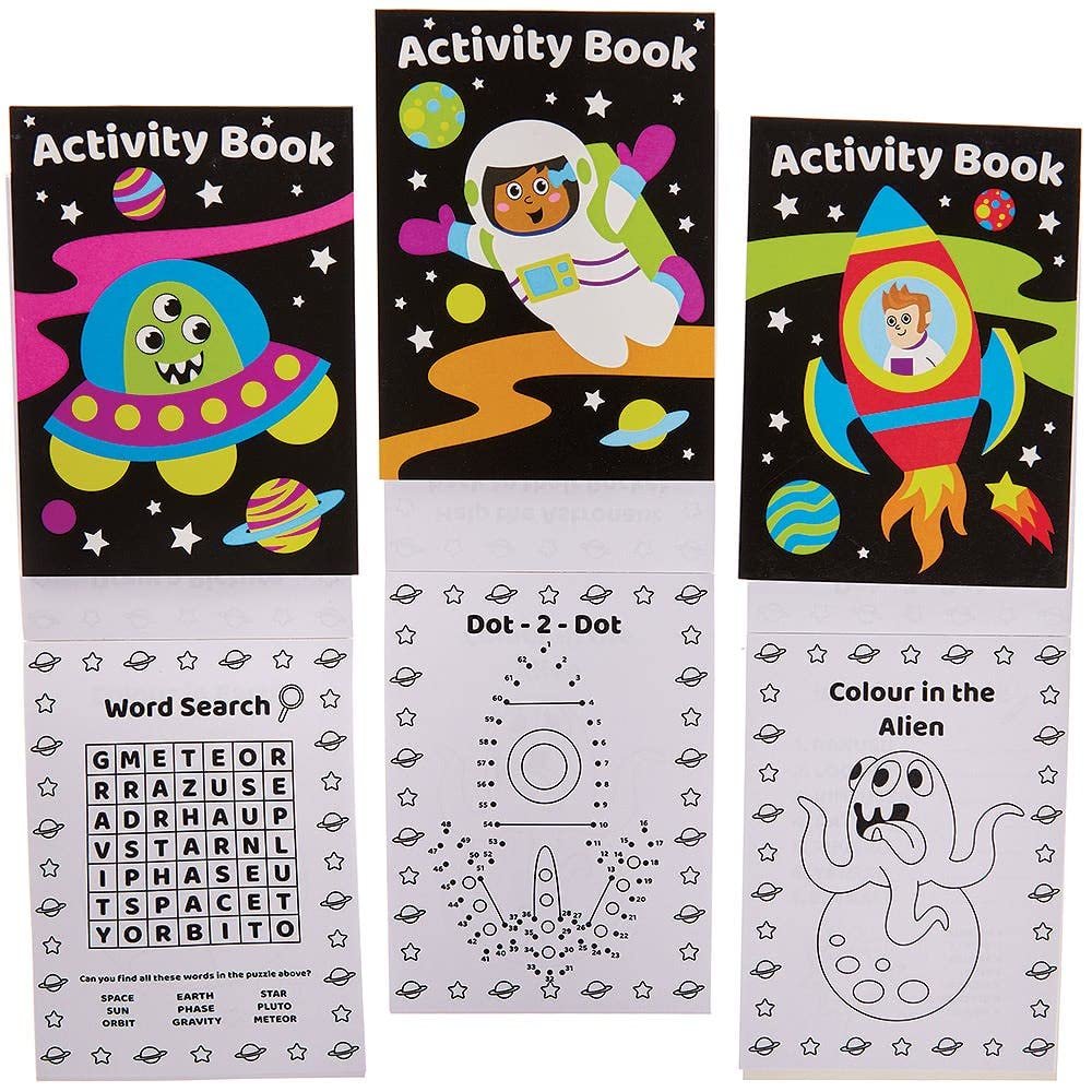 Baker Ross Mini Solar System Theme Activity Books - Pack of 12 Children's Manual Activities (FX314)