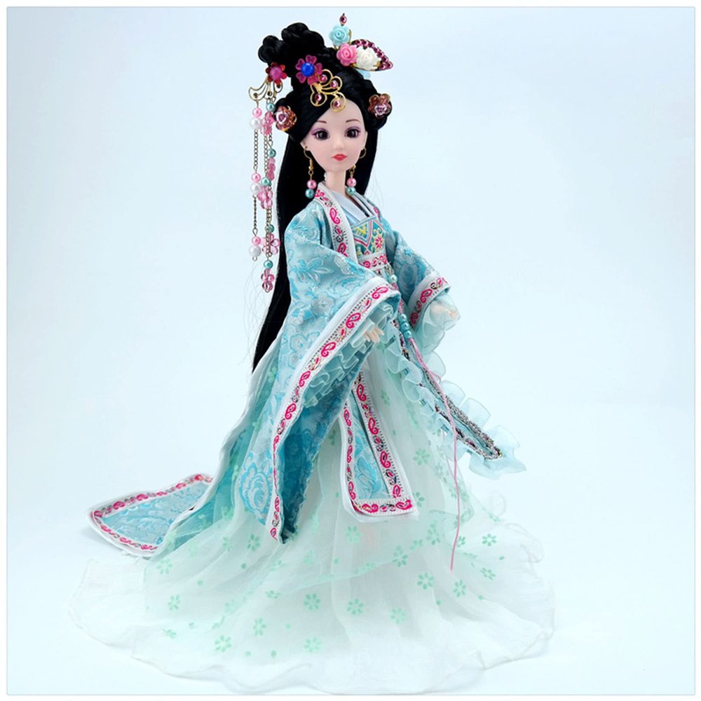 Jayiaine 3D Dancer Doll for Girls Oriental Decoration Doll Chinese Antique Geisha Collectible Decoration Belly Dancer Doll for Kids Holiday Christmas Thanksgiving Day Birthday Gift,Green