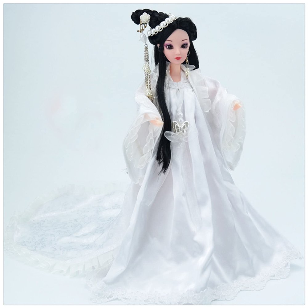 Jayiaine Doll 3D Dancer Oriental Doll 12''Chinese Antique Collectible Decoration Belly Dancer Doll for Home Accompany Holiday Christmas Day Birthday Gift,White