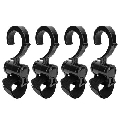 4Pcs Stroller Hooks Baby Carriage, Multifunctional Stroller Hooks for Hanging Shopping Bags Backpack, 360 Rotatable Universal Hook Clips to Hang Purse Bag
