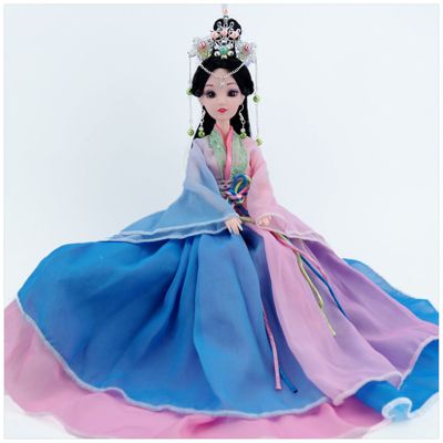 Jayiaine Doll for Girls 3D Dancer Oriental Doll Chinese Antique Collectible Decoration Belly Dancer Doll for Kids Accompany Holiday Christmas Day Birthday Gift,Blue