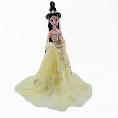 Jayiaine Doll for Girls 3D Dancer Puppet Oriental Decoration Puppet, Chinese Antique 12'' Doll Realistic Eyes Collectible Decoration with Bracket Shoes Hair Accessories Or Earrings,12in
