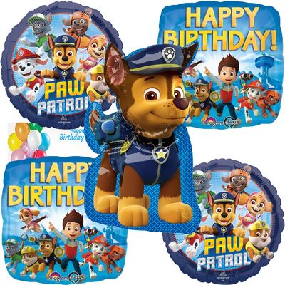 Anagram Licensed Birthday Balloons, Intended for Paw Patrol, Chase Theme Collection, Party Accessory, Multicolor