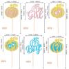 24 PCS Pumpkin Boy or Girl Cupcake Toppers Glitter Gender Reveal Pumpkin Cupcake Picks Baby Little Feet Cake Decorations for Fall Theme Baby Shower Kids Birthday Party Supplies Gold view 2