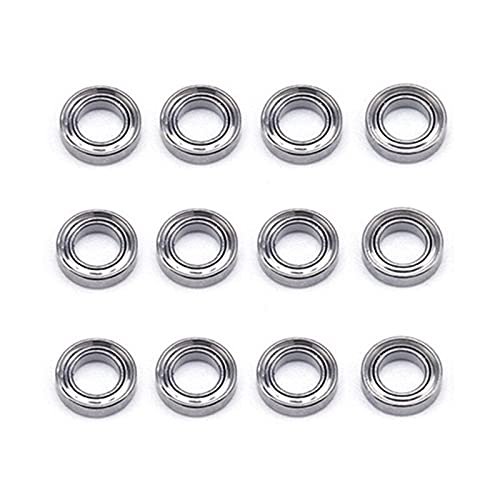 BAIJAC 12Pcs 144001-1296 4x7x2mm Bearing Spare Accessories for Wltoys 144001 124019 124018 RC Car Upgrade Parts ( Color : Silver )