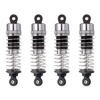 BAIJAC 4PCS Upgraded Aluminum Capped Oil Filled Shock Absorber Damper for HBX 16889 M16100A 1/16 RC Car Parts (Color : Silver Black)