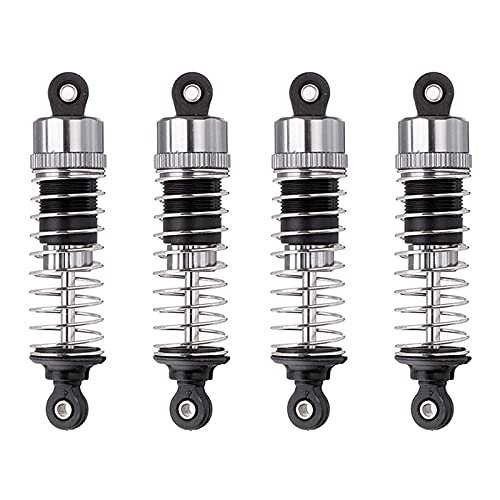 BAIJAC 4PCS Upgraded Aluminum Capped Oil Filled Shock Absorber Damper for HBX 16889 M16100A 1/16 RC Car Parts (Color : Silver Black)