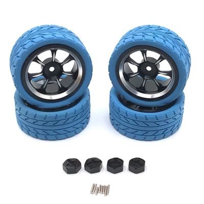 65mm Metal Wheel Rim Tire Tyre with 12mm Adapter for Wltoys A959 144001 124016 124018 124019 RC Car Upgrade Parts ( Color : Blue )