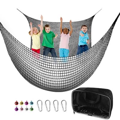 Toriexon Climbing Cargo Net 9.8' x 9.8', Double Layers Playground Safety Net, with Storage Bag Climbing Net for Kids Outdoor Treehouse