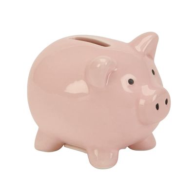 Creative Gifts International Small Pink Ceramic Pig Piggy Bank, 3" X 4" X 3", Gift Box Included