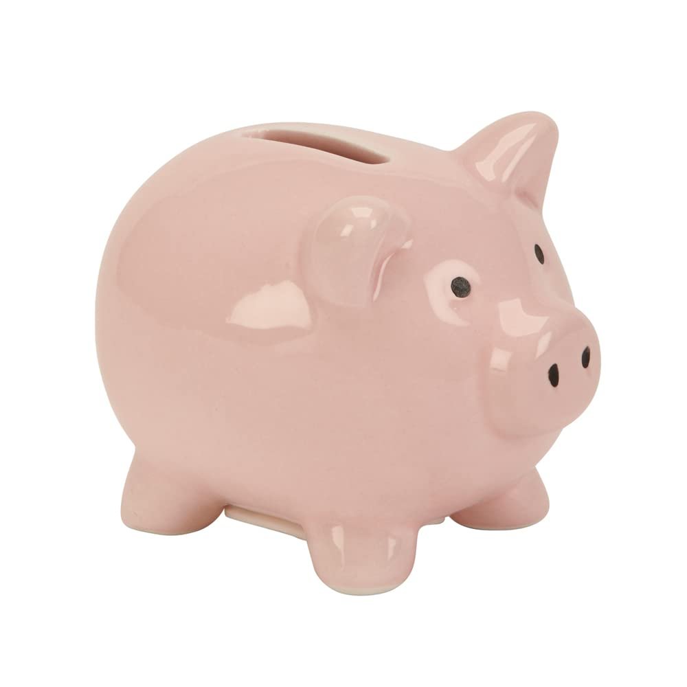 Creative Gifts International Small Pink Ceramic Pig Piggy Bank, 3" X 4" X 3", Gift Box Included