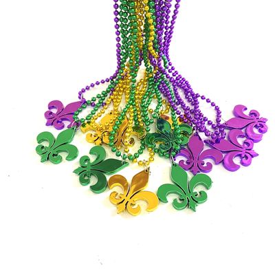 YSPPF Mardi Gras Bead Necklaces Round Multi Colors Party Necklace(12 Pcs)