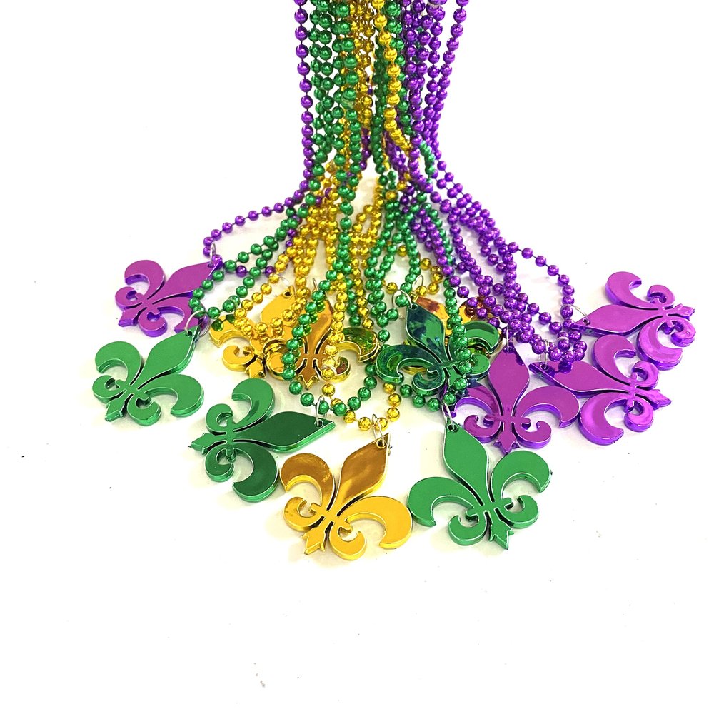 YSPPF Mardi Gras Bead Necklaces Round Multi Colors Party Necklace(12 Pcs)