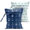 2 Pcs Wet Bag, Wet Dry Bag, Wet Bag for Swimsuit, Travel, Beach, Pool, Stroller, Diapers, Dirty Yoga Gym Clothes, Toiletries, Makeup Bag, Beach Bag Ocean Starfish Anchor Dcor Birthday Gift for Women. view 1