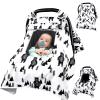 Baby Carseat Cover Boys, Newborn Car seat Canopy, Minky Cozy & Warm Cover, Winter Carrier Cover with Peep Windows, Soft & Breathable, Bear Stuff view 1