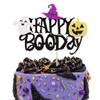 1 PCS Happy Boo Day Cake Topper Black Glitter Ghost Witch Hat Pumpkin Little Boo Halloween Cake Pick for Halloween Theme Baby Shower Kids Birthday Party Cake Decorations Supplies view 1