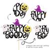 1 PCS Happy Boo Day Cake Topper Black Glitter Ghost Witch Hat Pumpkin Little Boo Halloween Cake Pick for Halloween Theme Baby Shower Kids Birthday Party Cake Decorations Supplies view 3