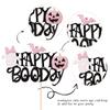 1 PCS Happy Boo Day Cake Topper Black and Pink Glitter Spooky Bow Bat Pumpkin Cake Pick Halloween Little Boo Cake Decorations for Halloween Theme Baby Shower Kids Birthday Party Supplies view 3