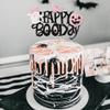 1 PCS Happy Boo Day Cake Topper Black and Pink Glitter Spooky Bow Bat Pumpkin Cake Pick Halloween Little Boo Cake Decorations for Halloween Theme Baby Shower Kids Birthday Party Supplies view 4