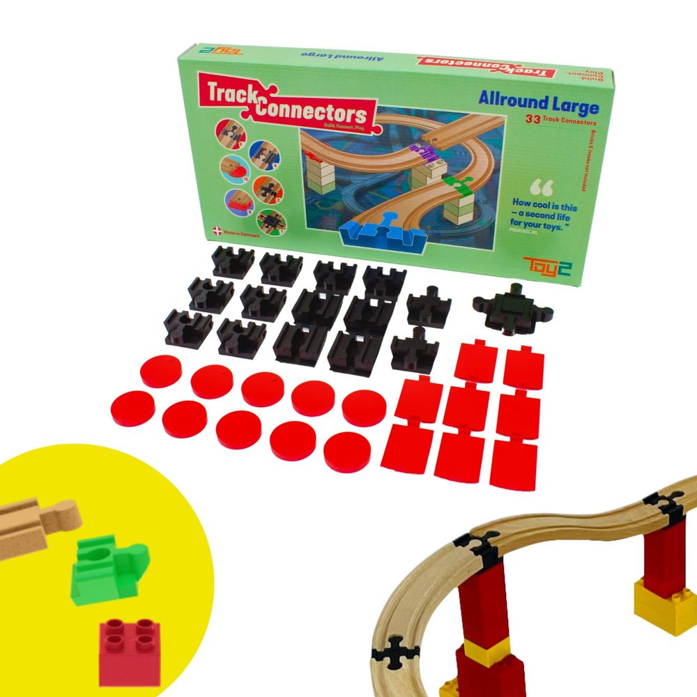 Allround Large Plastic Train Connectors - Compatible with Duplo & Brio - Toy2 Spare Parts for Wooden Train Track Set