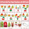 AMUHUA Christmas Party Favors for Kids - 24 Pack Mini Pop Fidget Keychain with Gift Cards for Toddler Kids Classroom Gifts Stocking Stuffers Treats view 3