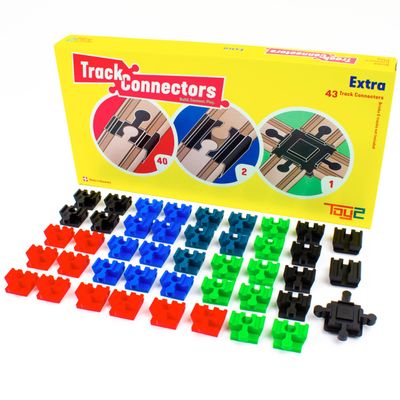 Toy2 Plastic Train Connectors - Compatible with Duplo & Brio - Spare Parts for Wooden Train Track Set