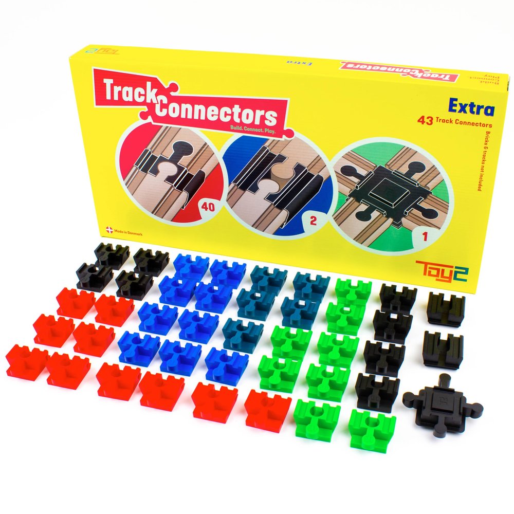 Toy2 Plastic Train Connectors - Compatible with Duplo & Brio - Spare Parts for Wooden Train Track Set