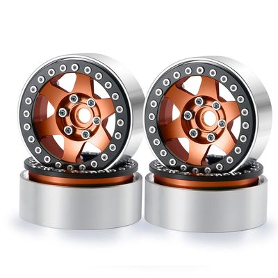 1/10th 4PCS RC 1.9" Aluminium Beadlock Wheel Rims Upgrades for AXIAL SCX10 TRX4 SCX10-II AXI90046,SCX10-III,D90 (Wine red)