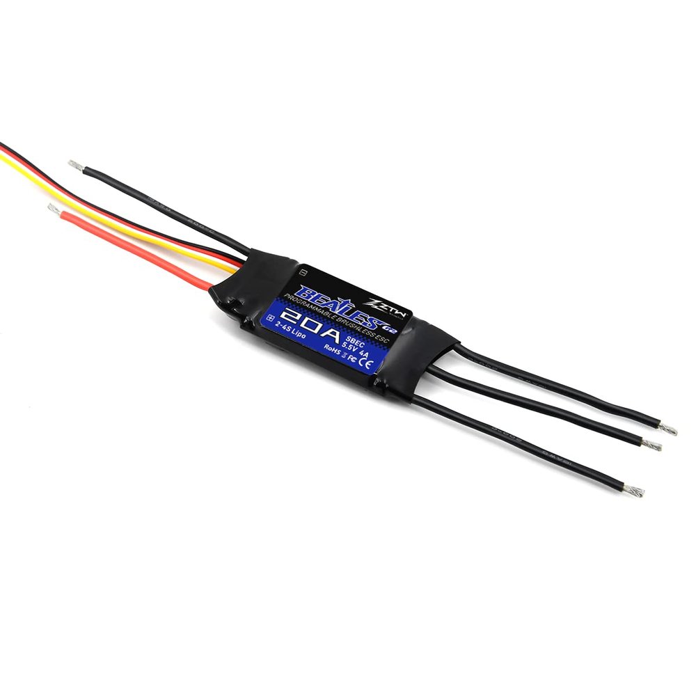 ZTW Beatles G2 20A ESC with SBEC Output 4A/5.5V for RC Fixed Wing Airplane 2-4S or DIY Project Need Electronic Speed Controller