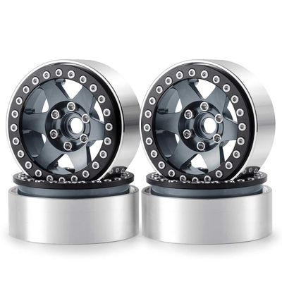1/10th 4PCS RC 1.9" Aluminium Beadlock Wheel Rims Upgrades for AXIAL SCX10 TRX4 SCX10-II AXI90046,SCX10-III,D90 (Titanium)