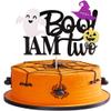 1 PCS Boo I'm Two Cake Topper Glitter Ghost Witch Hat Pumpkin Halloween 2nd Birthday Cake Pick Decoration Here for the Boo Baby Shower 2nd Birthday Party Decorations Supplies view 1
