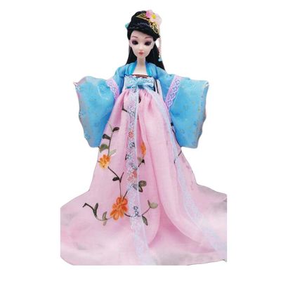 Chinese Hanfu Ball Joints Doll Begonia Fairy Dress Up Toys Handmade Blue Ancient Costume Doll Girls Gift, 12 inch