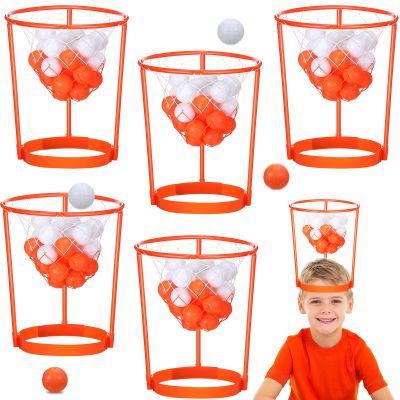 Head Hoop Basketball Party Game Set for Kid Adult Carnival Game Portable Adjustable Basket Net Headband with Balls for Birthday Carnival Office Indoor Outdoor Activity Fun Gift Back to School(66 Pcs)