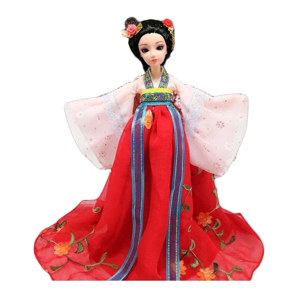 Chinese Hanfu Ball Joints Doll Goddess of Flowers Dress Up Toys Handmade Red Ancient Costume Doll Girls Gift, 12 inch