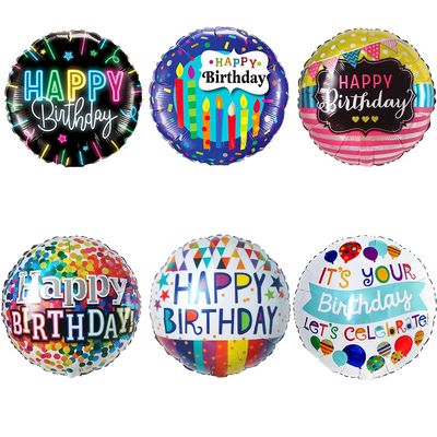 30 Pieces 18 Inch Happy Birthday Floating Foil Balloons Round Shape Foil Mylar Balloons Color Balloon for Birthday Party Decoration