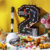 Sratte Race Car Number Piata Small Racing Piata with Blindfold Bat and Confetti for Boy Race Car Themed Birthday Anniversary Celebration Party Supplies, 16.1 x 10.6 x 3 Inch (number 2) view 2