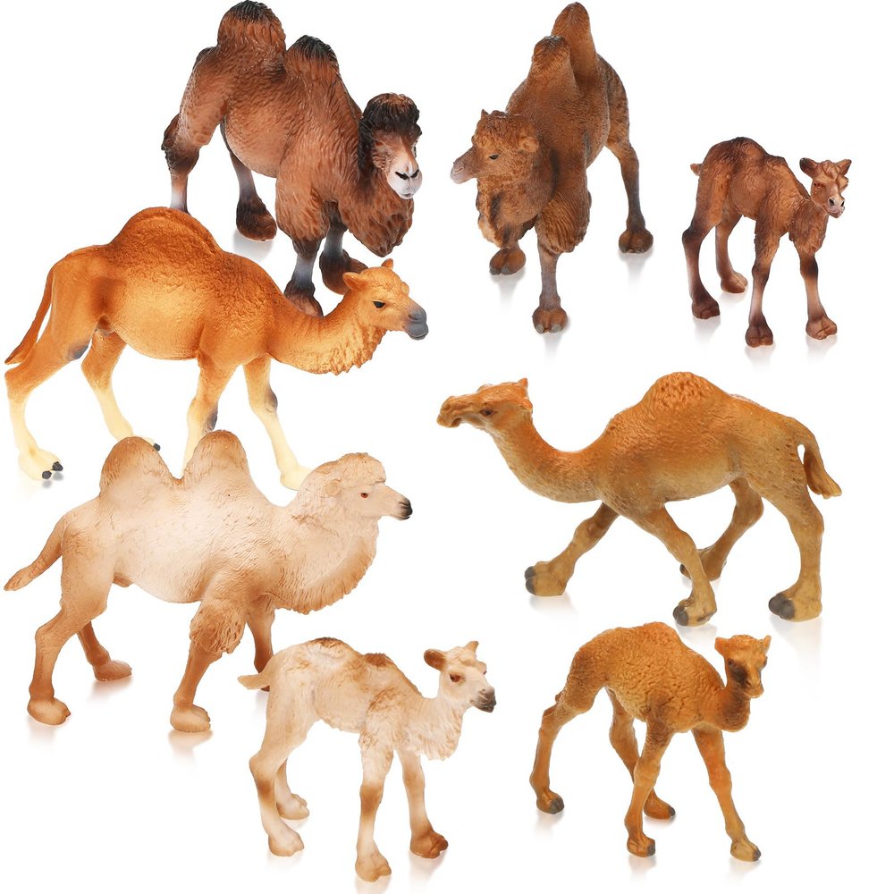 Supervitae 8 Pcs Christmas Large Plastic Camels Toys Plastic Figures Big Size Wild Arabian Camel Dromedary Toy Desert Stuffed Animals Figures with Humps Play for Home Diorama Decor