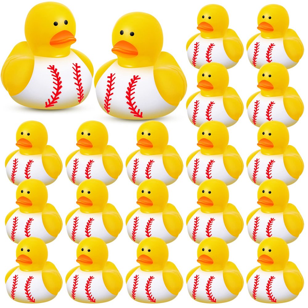 Deekin Rubber Ducks 2 Inch Bulk Sport Party Favors for Team Events Decorations Birthday Party Supplies Club Player Gift(24 Pcs,Baseball White)