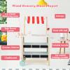 HONEY JOY Kids Ice Cream Cart, Wooden Grocery Store Playset w/6 Pieces Play Food, Realistic Bell & Food Scale, Chalkboard, Pretend Play Dessert Shop Counter Stand Truck, Gift for Boys Girls view 2